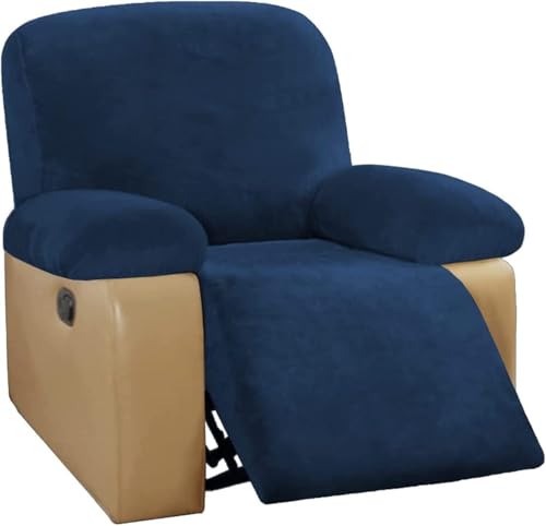 BUAOGDVG Stretch-Sofabezug aus Samt for Liegestühle, Couchbezug for Liegestühle, Rutschfester Antifouling-Sofaschutz for die Couch(Navy,1 Posto) von BUAOGDVG