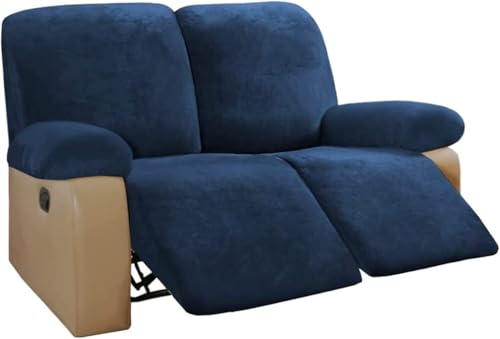 BUAOGDVG Stretch-Sofabezug aus Samt for Liegestühle, Couchbezug for Liegestühle, Rutschfester Antifouling-Sofaschutz for die Couch(Navy,2 Posti) von BUAOGDVG