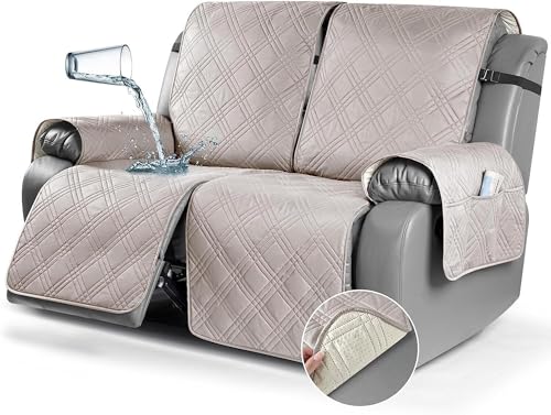 BUAOGDVG Wasserdichter, gesteppter Liegestuhlbezug for 1-Sitzer, Rutschfester, schmutzabweisender Sofabezug for Schutz des Sofas mit Gummiband(Crema,2 Posti) von BUAOGDVG