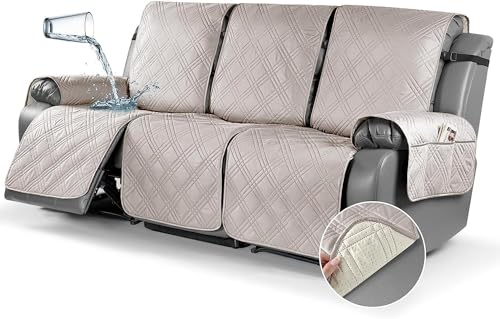 BUAOGDVG Wasserdichter, gesteppter Liegestuhlbezug for 1-Sitzer, Rutschfester, schmutzabweisender Sofabezug for Schutz des Sofas mit Gummiband(Crema,3 Posti) von BUAOGDVG