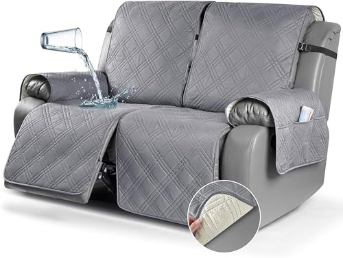 BUAOGDVG Wasserdichter, gesteppter Liegestuhlbezug for 1-Sitzer, Rutschfester, schmutzabweisender Sofabezug for Schutz des Sofas mit Gummiband(Grigio Chiaro,2 Posti) von BUAOGDVG