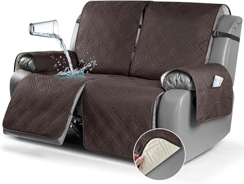 BUAOGDVG Wasserdichter, gesteppter Liegestuhlbezug for 1-Sitzer, Rutschfester, schmutzabweisender Sofabezug for Schutz des Sofas mit Gummiband(Marrone,2 Posti) von BUAOGDVG