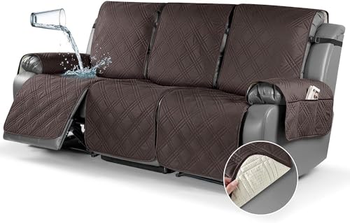 BUAOGDVG Wasserdichter, gesteppter Liegestuhlbezug for 1-Sitzer, Rutschfester, schmutzabweisender Sofabezug for Schutz des Sofas mit Gummiband(Marrone,3 Posti) von BUAOGDVG