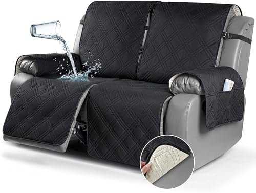 BUAOGDVG Wasserdichter, gesteppter Liegestuhlbezug for 1-Sitzer, Rutschfester, schmutzabweisender Sofabezug for Schutz des Sofas mit Gummiband(Nero,2 Posti) von BUAOGDVG