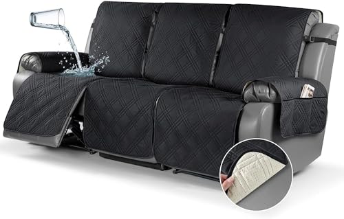 BUAOGDVG Wasserdichter, gesteppter Liegestuhlbezug for 1-Sitzer, Rutschfester, schmutzabweisender Sofabezug for Schutz des Sofas mit Gummiband(Nero,3 Posti) von BUAOGDVG