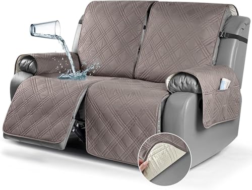 BUAOGDVG Wasserdichter, gesteppter Liegestuhlbezug for 1-Sitzer, Rutschfester, schmutzabweisender Sofabezug for Schutz des Sofas mit Gummiband(Taupe,2 Posti) von BUAOGDVG
