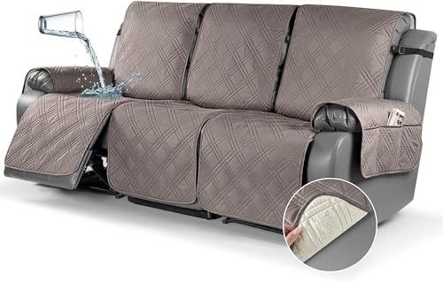 BUAOGDVG Wasserdichter, gesteppter Liegestuhlbezug for 1-Sitzer, Rutschfester, schmutzabweisender Sofabezug for Schutz des Sofas mit Gummiband(Taupe,3 Posti) von BUAOGDVG