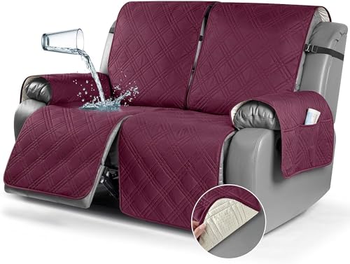 BUAOGDVG Wasserdichter, gesteppter Liegestuhlbezug for 1-Sitzer, Rutschfester, schmutzabweisender Sofabezug for Schutz des Sofas mit Gummiband(Vino Rosso,2 Posti) von BUAOGDVG