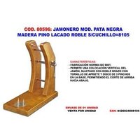 Schwarzer Schinkenhalter aus lackiertem Eichenholz ohne Messer 8105 von BUARFE