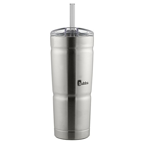 Bubba BRANDS Envy S Vakuumisolierter Edelstahlbecher mit Deckel und Strohhalm, 680 ml, wiederverwendbarer Eiskaffee- oder Wasserbecher, BPA-freier Reisebecher, Stahl/transparent von Bubba