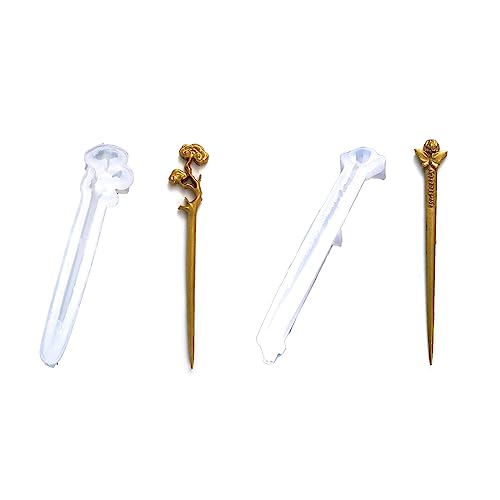1/2xSilicon Harz Haarnadelform Haar Clip Pin Guss Set Für Stick Schmuck Handwerk Herstellen Haarstäbchen Haarnadelformen von BUBEFSKD