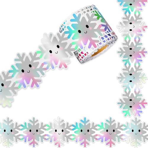 10 M Snowflake Bulletin Border Tric Haftaufkleber Für Klassenzimmer Weihnachts Tafel Winterdekoration (120 字符) Bulletin Board Borders Snowflake Decorative Sticker Flaggenrandverkleidung von BUBEFSKD