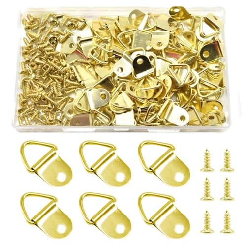 100pcs Metall Bildhänger Set Einzelne Lochmalerei Zuverlässige Dreiecke D Ringe Mit Schrauben Fotorahmen Kleine Kleiderbügel von BUBEFSKD