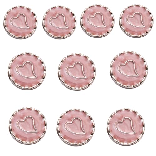 10pcs Runder Metallknopf Mit Loch Herz Nähen Für Kunsthandwerksmantel Knitting Kleidungszubehör Runden Metallknopf von BUBEFSKD