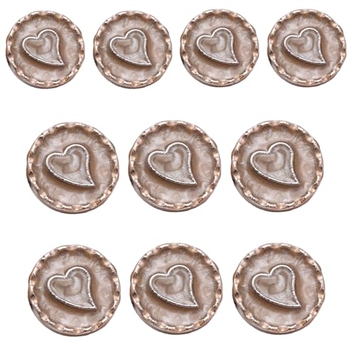 10pcs Runder Metallknopf Mit Loch Herz Nähen Für Kunsthandwerksmantel Knitting Kleidungszubehör Runden Metallknopf von BUBEFSKD