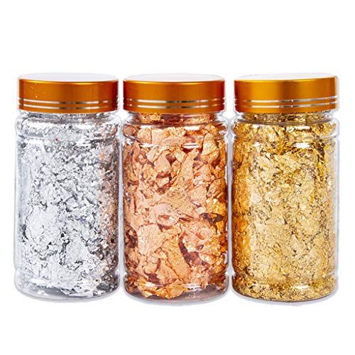 3 Farben Gold Folienflocken Für Harz Imitation Gold Folienflocken Für Nägel Malerei Handwerksschleim Und Harzschmuck Die Weiße Epoxidpigmentpaste Machen von BUBEFSKD