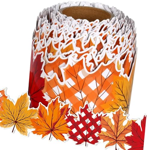 32.8ft Thanksgiving Leaf Border Tric Sticker Für Tafelbretter Dekoration Bulletin Board Borders Trim Aufkleber Thanksgiving Party Dekoration von BUBEFSKD