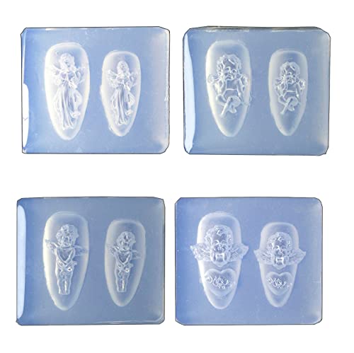 4 PCs Little Engelsnägelkunst Dekorationen Epoxidharz Formnagel Ornamente Silikonform Bastel Schmuck Gusswerkzeug Silikonform Kerze Kerze von BUBEFSKD