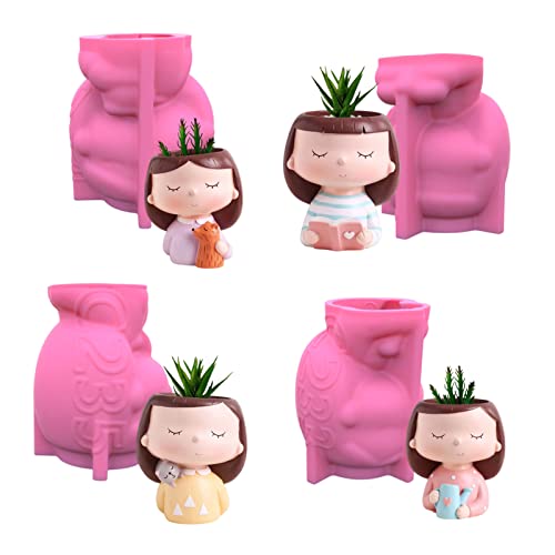 4 × Planter Silikonform Gesichtsblüte Blütenblätter Betonmädchen Statue Pflanzgefäß Vase Epoxidgussform Für Betonformen Für Harz 4 × Planter Silikonform Gesichtsblüte Blütenblätter Betonmädchen Statue Pflanzgefäß Vase Epoxidgussform Für Betonformen Für Harz von BUBEFSKD