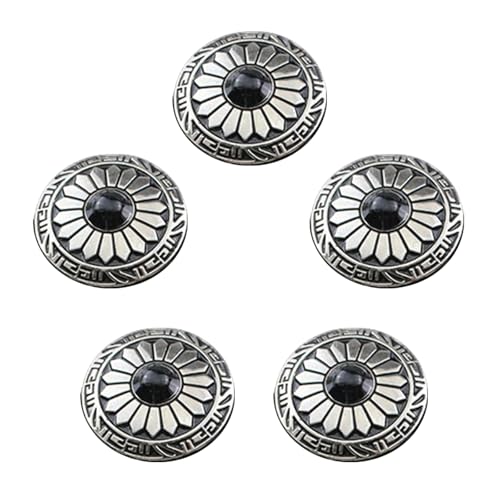 5 PCs Imitation Türkisknöpfe Tasten 25 Mm Rund Blumenkleiderknopf Leder Dekorativ Für Tasche von BUBEFSKD