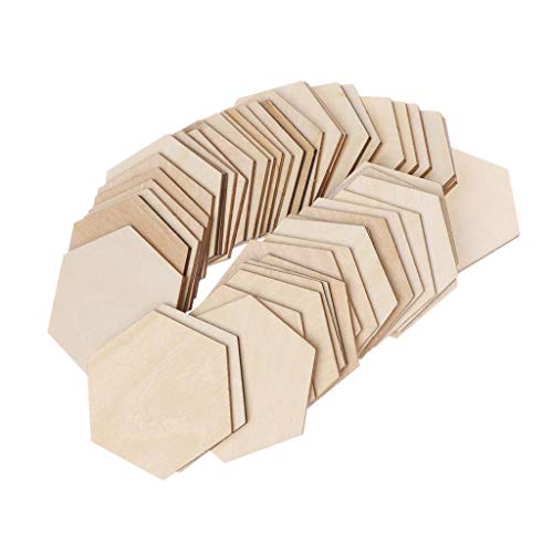 50pcs Hexagon Schnitt Unvollendete Holzscheiben Verzierungen Kunst B Holz Runde Scrapbooking 50pcs Hexagon Schnitt Unvollendete Holzscheiben Verzierungen Kunst B Holz Runde Scrapbooking von BUBEFSKD
