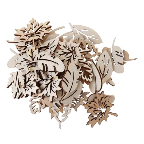 50pcs Unvollendete Holzscheiben Blattform Scheiben Ausschnitte Für Die Malerei Kunsthandwerk Weihnachten Hochzeitsdekoration Unvollendetes Holz von BUBEFSKD
