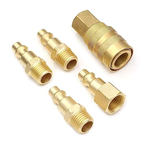 5pcs/Set Luftanpassungskuppler Und Stecker Solid Messing Schnellanschluss Industrial 1/4 "NPT Werkzeuganpassungs Pneumatikkomponente 5pcs/Set Luftanpassungskuppler Und Stecker Solid Messing Schnellanschluss Industrial 1/4 "NPT Werkzeuganpassungs Pneumatikkomponente von BUBEFSKD