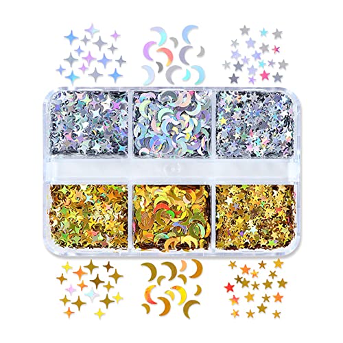 6 Grid Star Moon Pigmentfüller Für Nagelkunst UV Kristall Epoxidharzform Füllung Handwerk Schmuckzubehör Glitzer Glitzer Glanzflocken Glitter Flocken Handwerk Harzpigment 6 Grid Star Moon Pigmentfüller Für Nagelkunst UV Kristall Epoxidharzform Füllung Handwerk Schmuckzubehör Glitzer Glitzer Glanzflocken Glitter Flocken Handwerk Harzpigment von BUBEFSKD