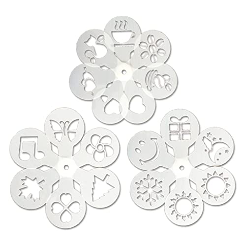 BUBEFSKD 19pcs Kaffee Dekorieren Schablonen Latte Kunstform Zeichnungsvorlage Kuchen Werkzeuge Kaffeeschablonen Zum Malen Auf Holz Wiederverwendbar von BUBEFSKD