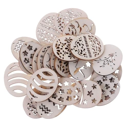 BUBEFSKD 25pcs Hängende Holzdekorationen Ornamente Holzschilds Unfertige Ostereiformen Holzscheiben Für Handwerk Unvollendete Tablett BUBEFSKD 25pcs Hängende Holzdekorationen Ornamente Holzschilds Unfertige Ostereiformen Holzscheiben Für Handwerk Unvollendete Tablett von BUBEFSKD