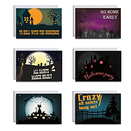 BUBEFSKD 6pcs/Set Halloween Grußkarten Mit Umschlägen Aufkleber Happy Halloween Night Designs Postkarten Einladung Party Lieferungen Grußkarten Mit Umschlägen Selbstversiegel BUBEFSKD 6pcs/Set Halloween Grußkarten Mit Umschlägen Aufkleber Happy Halloween Night Designs Postkarten Einladung Party Lieferungen Grußkarten Mit Umschlägen Selbstversiegel von BUBEFSKD