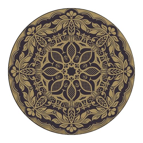 BUBEFSKD Europäische Luxuriöse Runde Fläche Teppichpolster Vintage Blumenabdruck Nachtteppich Nicht Schlupfkreis Bodenmatte Für Wohnzimmer Dekoration Runde Teppichpolster von BUBEFSKD