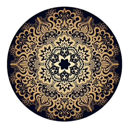 BUBEFSKD Europäische Luxuriöse Runde Fläche Teppichpolster Vintage Blumenabdruck Nachtteppich Nicht Schlupfkreis Bodenmatte Für Wohnzimmer Dekoration Runde Teppichpolster von BUBEFSKD