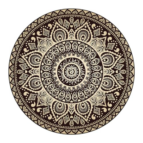BUBEFSKD Europäische Luxuriöse Runde Fläche Teppichpolster Vintage Blumenabdruck Nachtteppich Nicht Schlupfkreis Bodenmatte Für Wohnzimmer Dekoration Runde Teppichpolster von BUBEFSKD