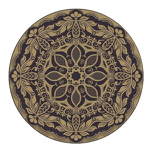 BUBEFSKD Europäische Luxuriöse Runde Fläche Teppichpolster Vintage Blumenabdruck Nachtteppich Nicht Schlupfkreis Bodenmatte Für Wohnzimmer Dekoration Runde Teppichpolster von BUBEFSKD