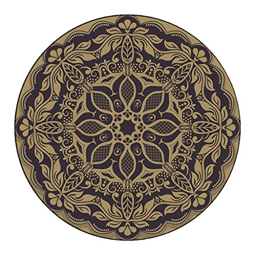 BUBEFSKD Europäische Luxuriöse Runde Fläche Teppichpolster Vintage Blumenabdruck Nachtteppich Nicht Schlupfkreis Bodenmatte Für Wohnzimmer Dekoration Runde Teppichpolster von BUBEFSKD