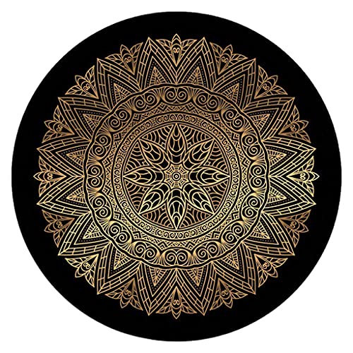 BUBEFSKD Europäische Luxuriöse Runde Fläche Teppichpolster Vintage Blumenabdruck Nachtteppich Nicht Schlupfkreis Bodenmatte Für Wohnzimmer Dekoration Runde Teppichpolster von BUBEFSKD