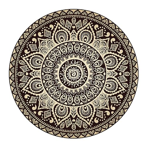 BUBEFSKD Europäische Luxuriöse Runde Fläche Teppichpolster Vintage Blumenabdruck Nachtteppich Nicht Schlupfkreis Bodenmatte Für Wohnzimmer Dekoration Runde Teppichpolster von BUBEFSKD