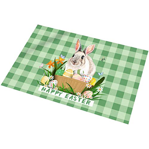 BUBEFSKD Frohe Ostertür Matte LKW Gnomen Muster Nicht Schlupf Eingangsboden Boden Teppich Wasserabsorption Bad Teppiche Innen Freien Urlaub Party Home Dekoration Dekorationen Baum Baum von BUBEFSKD