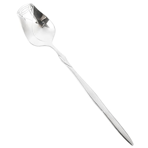 BUBEFSKD Langgriff Teelöffel Edelstahl Stahl Rose Mischlöffel Ungewöhnliche Teelöffel Dessert Honigsalat Kaffee Löffel Neujahr Geschenk Lang Kaffeelöffel von BUBEFSKD