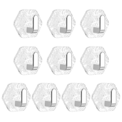 BUBEFSKD Packung Von 10 Eleganten Klaren Klebstoff Badezimmerhaken Ohne Bohrwand Für Küchenbad Aufbewahrungslösung Acrylkleber Kleiderschränke von BUBEFSKD