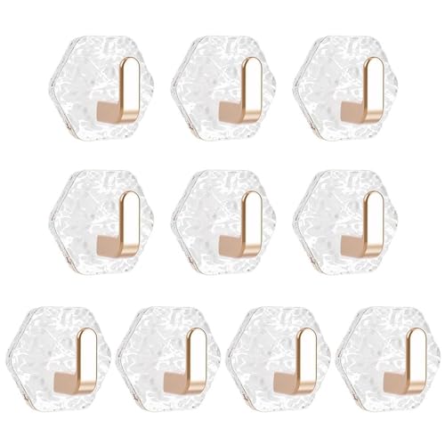 BUBEFSKD Packung Von 10 Eleganten Klaren Klebstoff Badezimmerhaken Ohne Bohrwand Für Küchenbad Aufbewahrungslösung Acrylkleber Kleiderschränke von BUBEFSKD