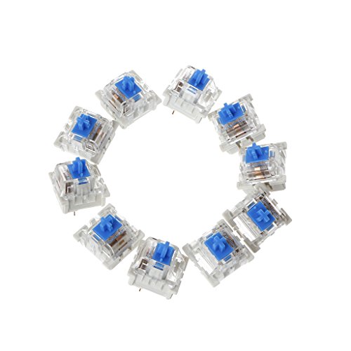 Blaue Schalter Für Mechanische Tastatur Kirsche MX Kompatible Weißer Bodenlöser Blauer Schalter 10 Teile Kabel Mechanischer Computertastatur Keychain Beinhalterung Taste Cap Puller PC Laptop von BUBEFSKD