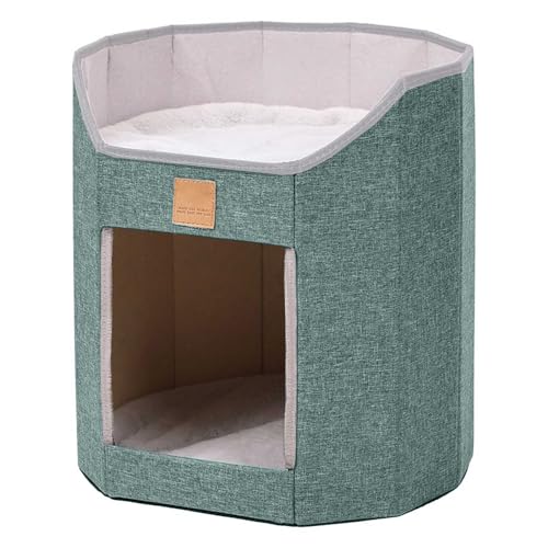 Double Deck Tree House Zusammenklappbares Höhlenbett Kätzchen Warme Rest Katzen Lebensraum Vier Saison Kissen Haustier Supply House Faltbares Hideaway von BUBEFSKD
