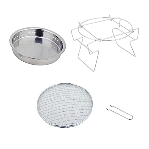 BUBEFSKD Edelstahl Round Grillregal Klappfeuer BBQ Charcoal Grill Kombination Edelstahl Round Grillregal von BUBEFSKD