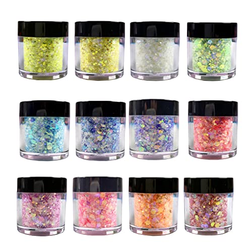 Glühen Dunklen Glitzer Leuchtenden Nagel Holographische Pailletten Pulver Für Körper Augenhaardekoration Schleimkarten Schmuck Scrapbooking Making Suspgents Harz Epoxy Pigment von BUBEFSKD