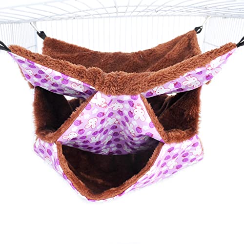 Hamster Hängende Hängematte 3-Layer Plüsch Bett Warmes Ausblenden Für Kleine Tiere Frettchen Schwung Für Haustier Spielen Schlafende Klettern Hamster Warmes Bett von BUBEFSKD
