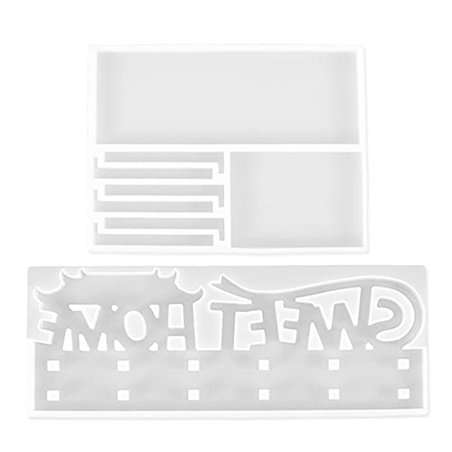 Harzformen Aufbewahrungsregal Silikonform Für Schlüsselhalter Mit Haken Home Decor Süßes Zuhause Viel Glück Gusslagerungschelf Silikon von BUBEFSKD