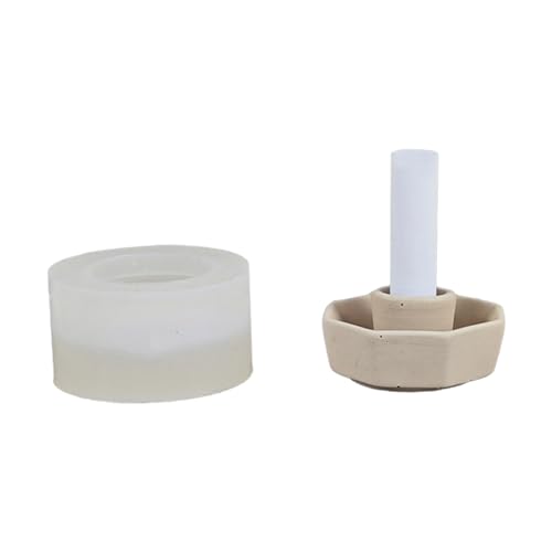 Hexagon Round Candlestick Silicon Schimmel Kerzenhalter Schimmelpilze Tisch Ornament Werkzeug Gips Machen Versorgung Nicht Stick Epoxidharzformen Silikon Einzigartig Für Anfänger von BUBEFSKD