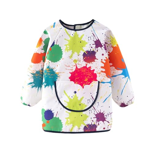 Kids Water Art Smock Mit Langen Ärmeln Und Tasche Für Malerei Kochalter 3-8 Waschbarer Toddler Craft Smock von BUBEFSKD
